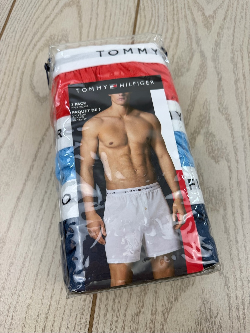 Tommy Hilfiger Men's 3pk. 100% Cotton Knit Boxer Large (36-38) Blue Red $39.50